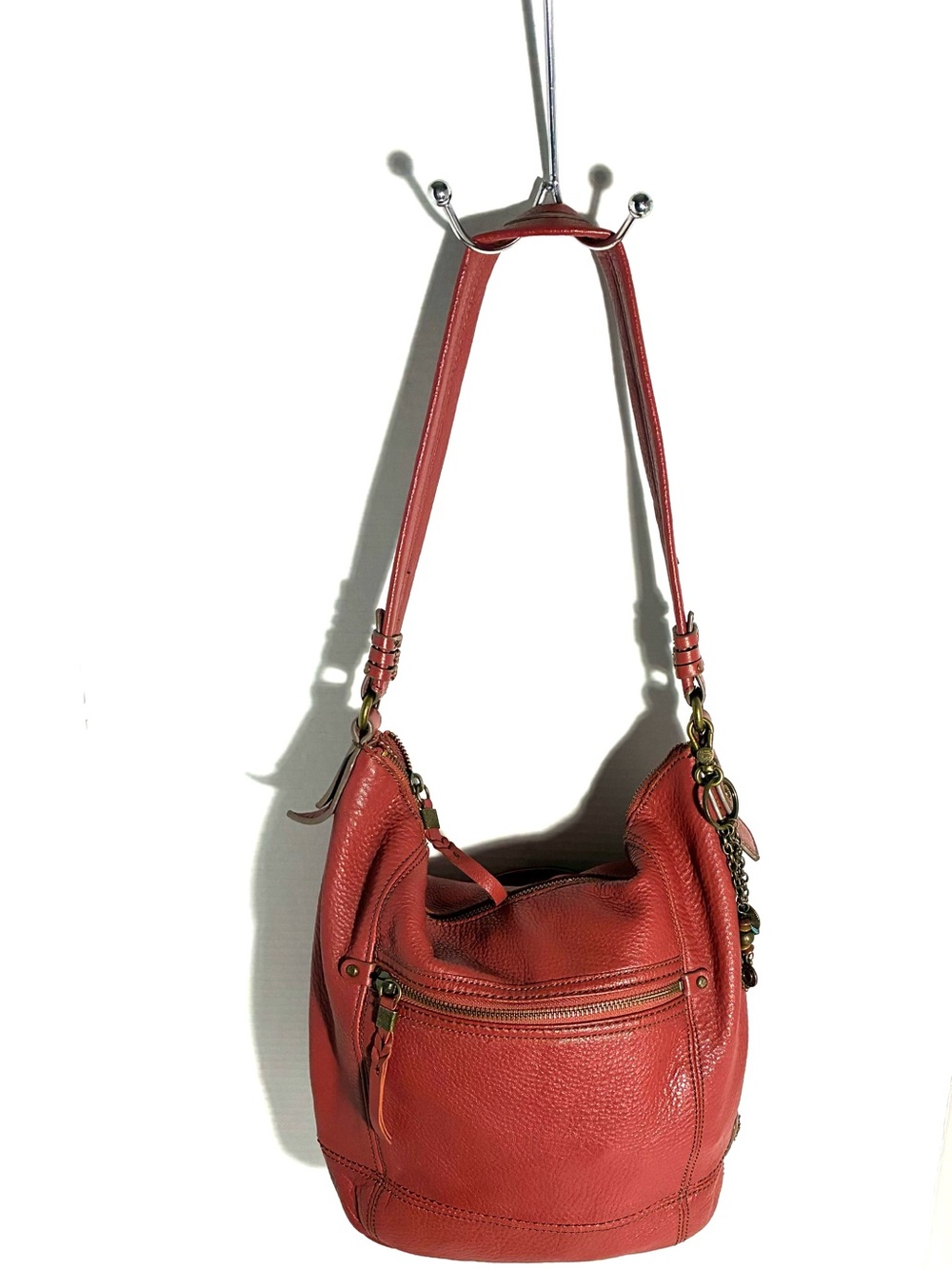 The Sak Sequoia Red Leather Boho Hobo Shoulder Bag